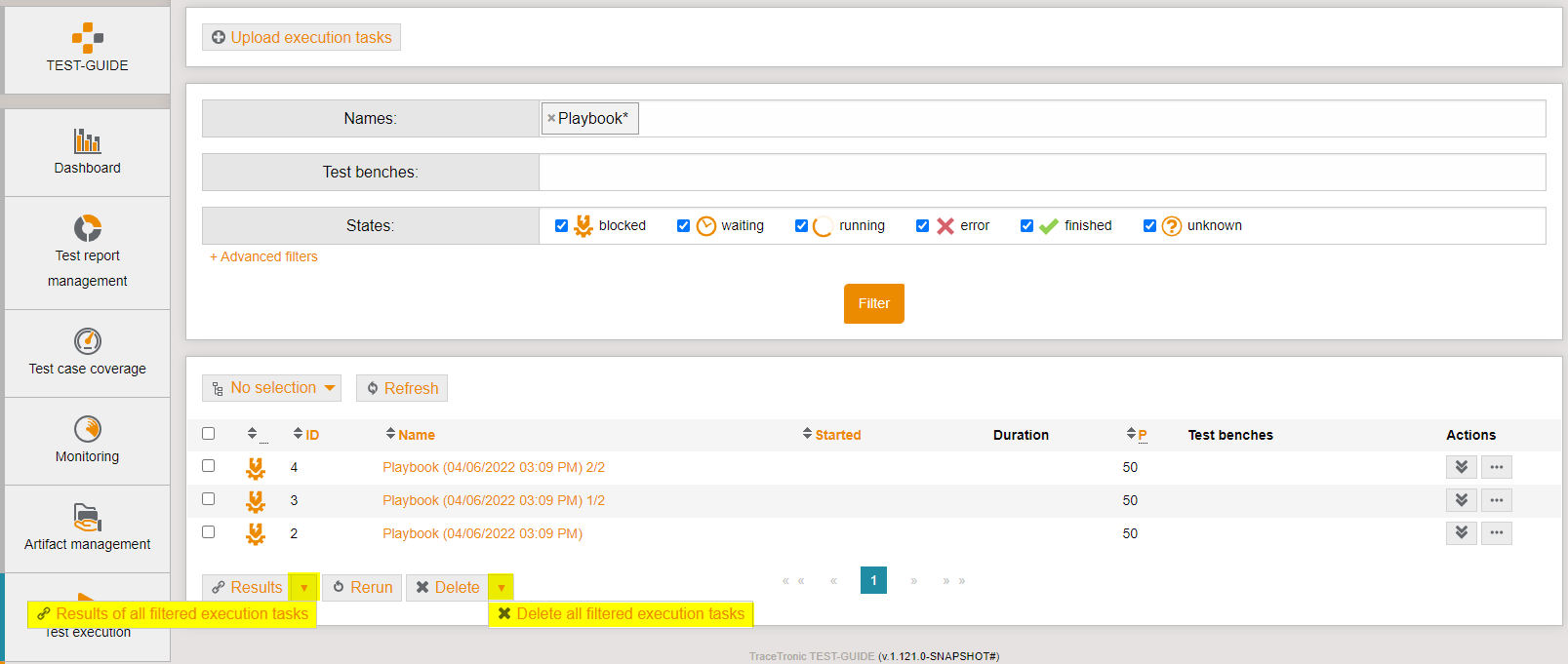 TestExecutionFilterActions