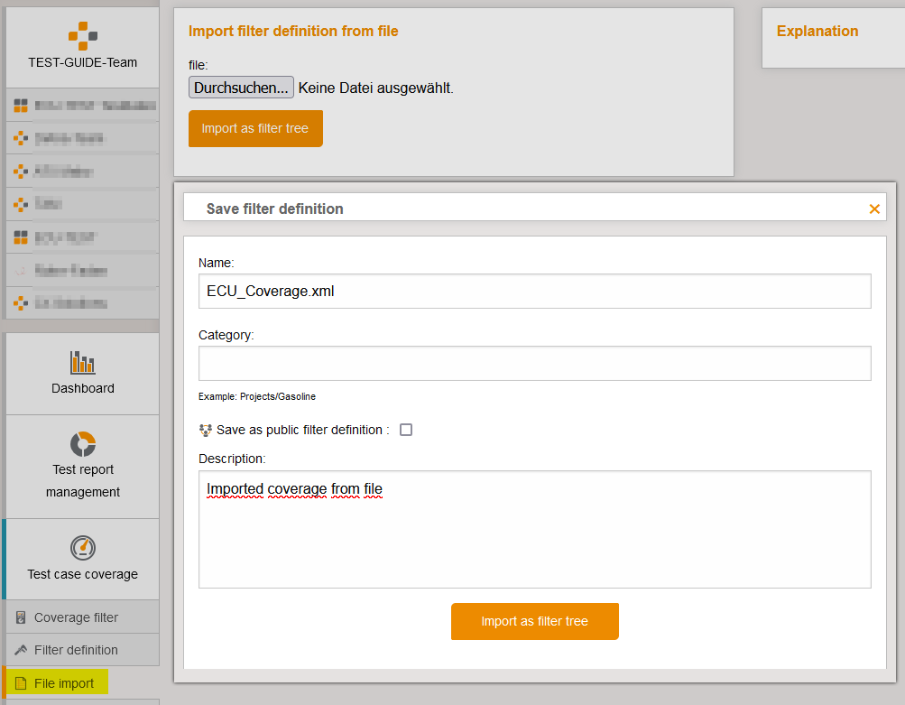 ImportCoverageViaFile