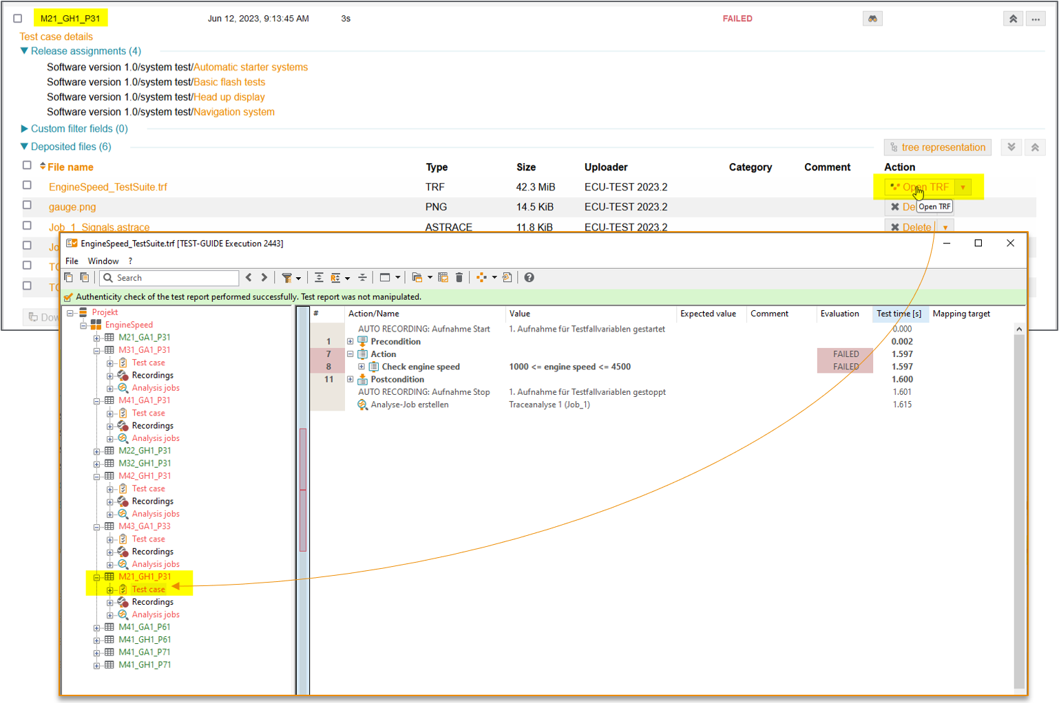 OpenEcuTestTrfOnTestCase