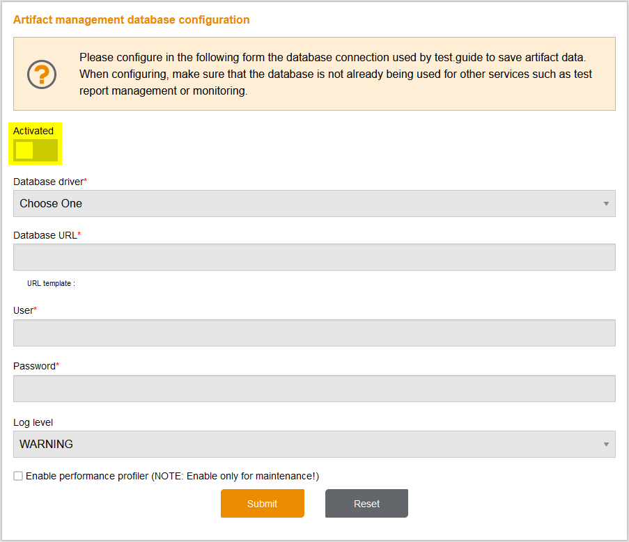 DisabledArtifactDatabase
