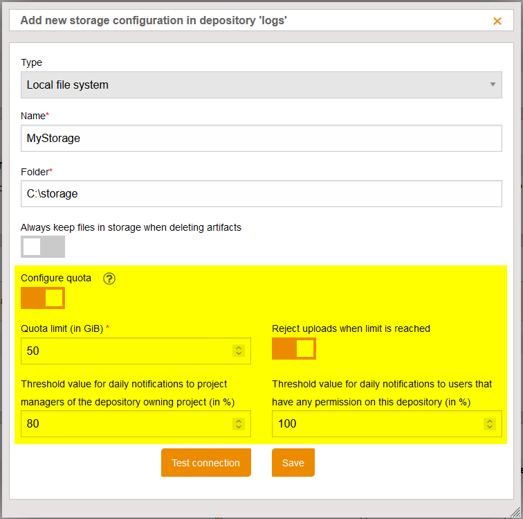 QuotaOnArtifactStorage