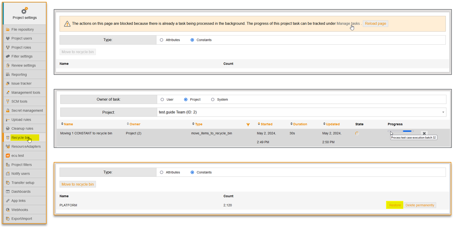 RecycleBinForConstantsAndAttributes