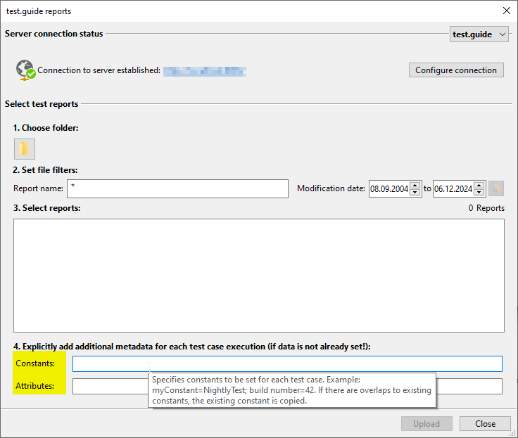 ecu.test Upload test.guide Dialog