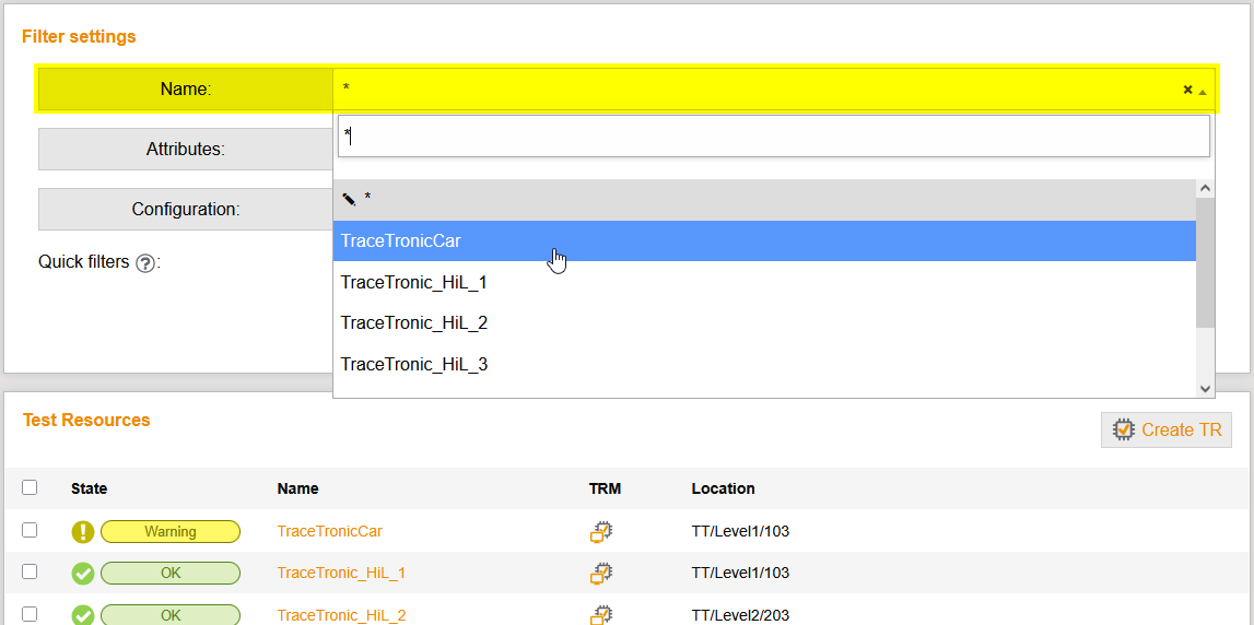 ti FilterTestResourceByName