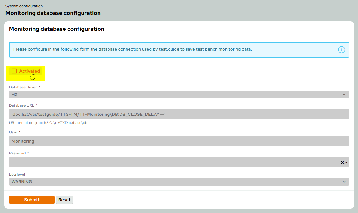ti MonitoringDataBaseDeactivated