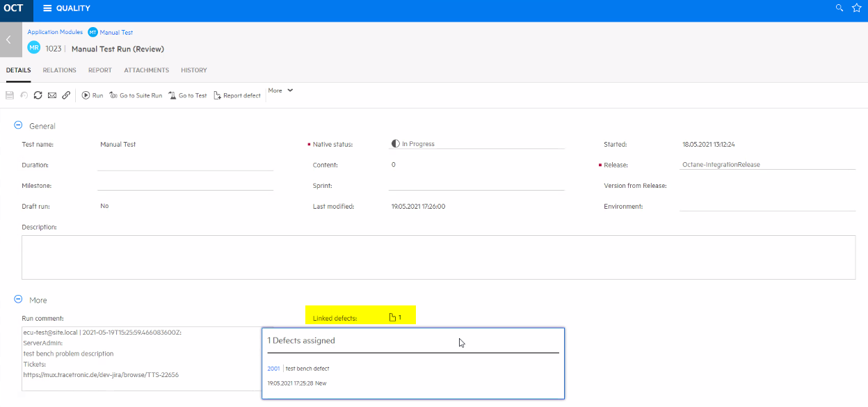 AlmOctaneDefectIsLinkedWithOctaneTestRun